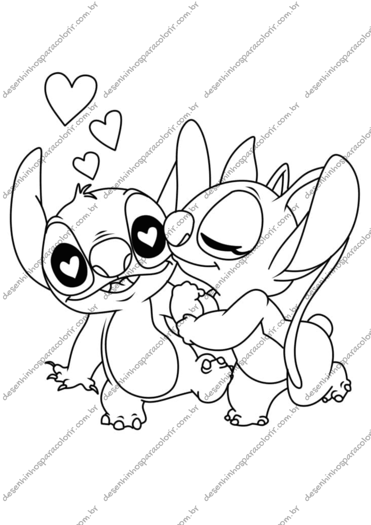 stitch e angel para pintar