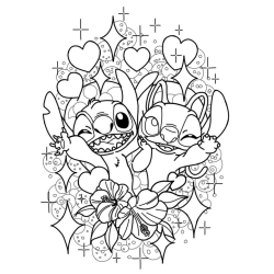 imagens stitch e angel para colorir