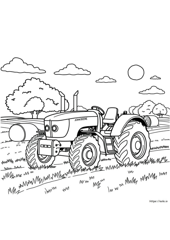 desenho de fazenda com trator John Deere