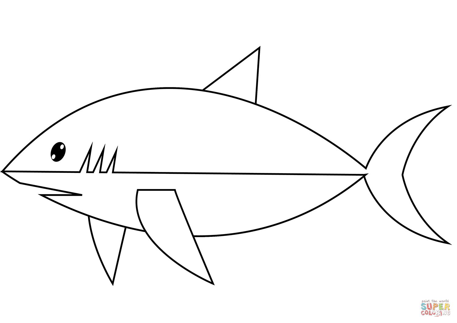 desenho de tubarão fofo para colorir