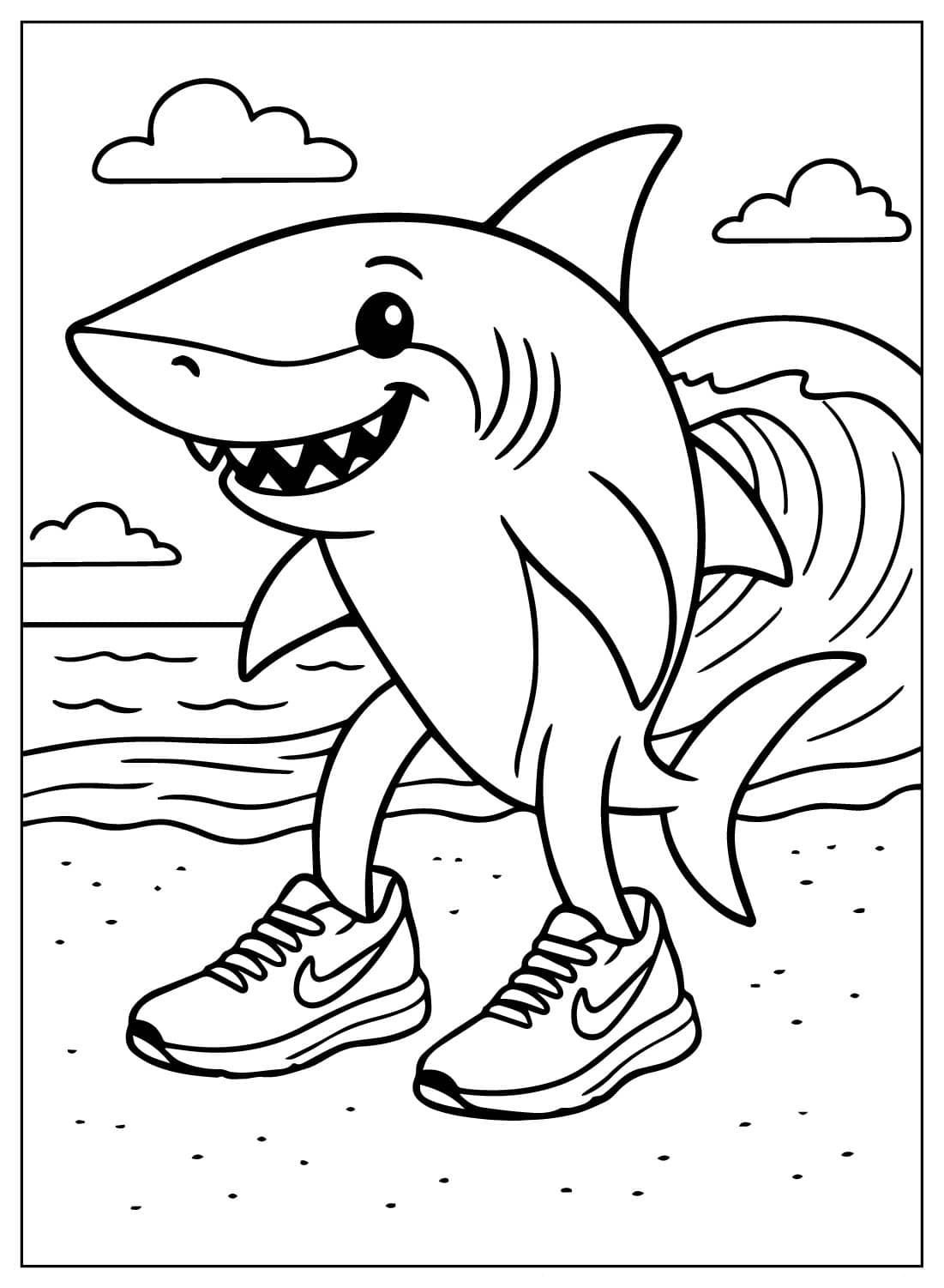 desenho de tubarão realista para colorir