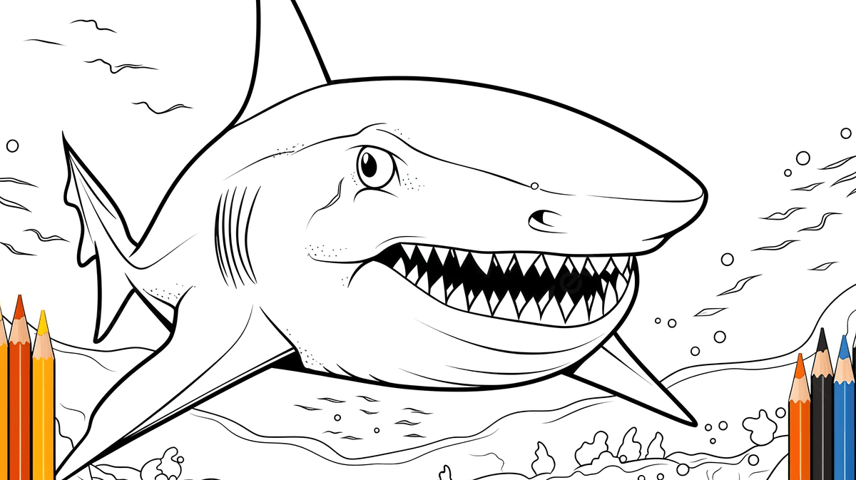 desenho de tubarão cartoon para colorir