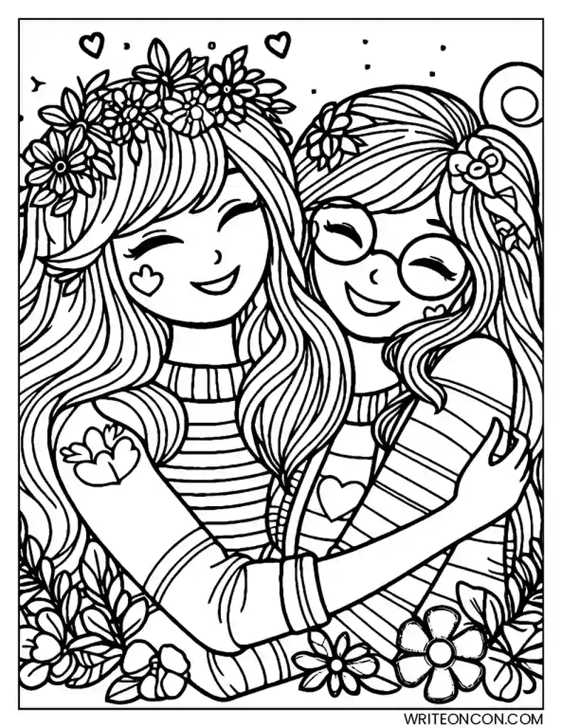 desenhos de grupo de amigas para colorir