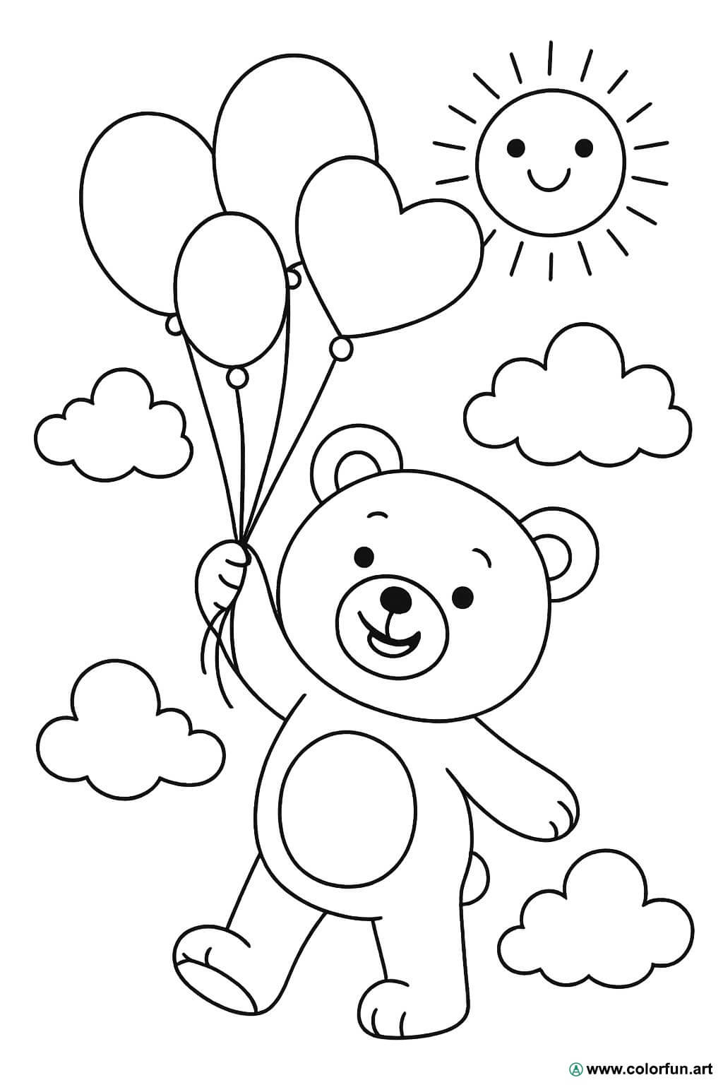 desenho de urso kawaii para pintar