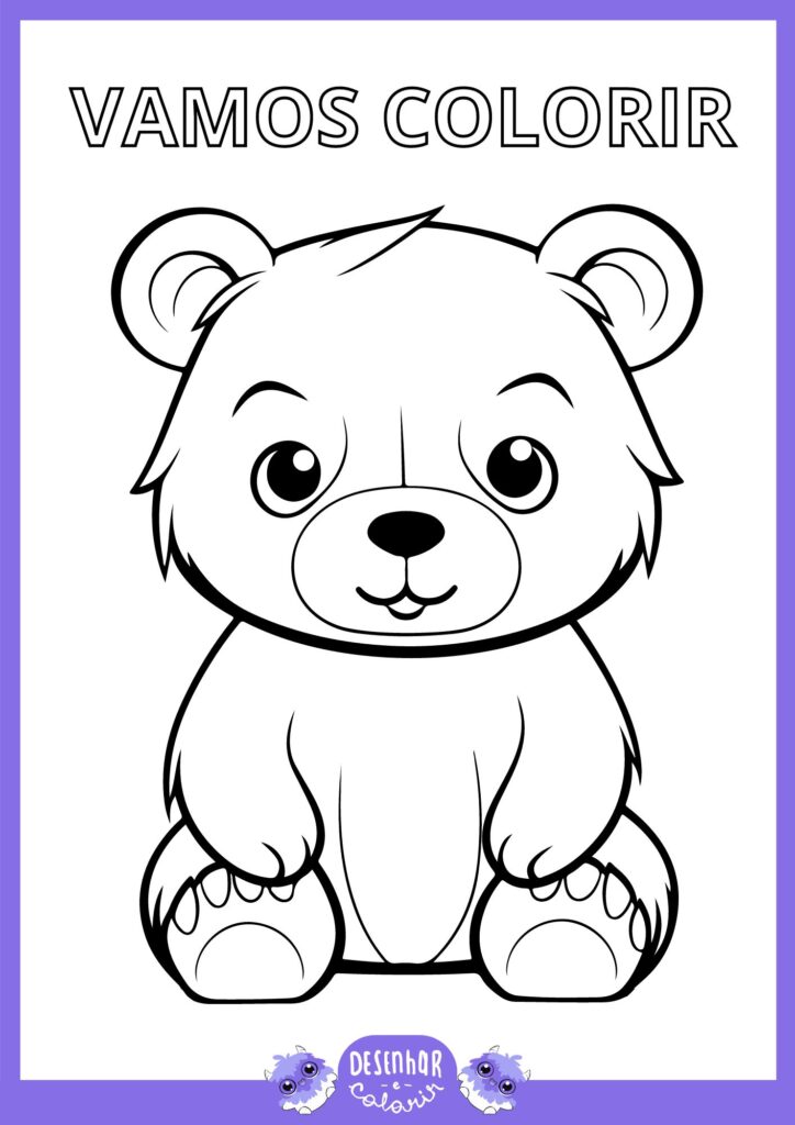 desenho de urso marrom para pintar