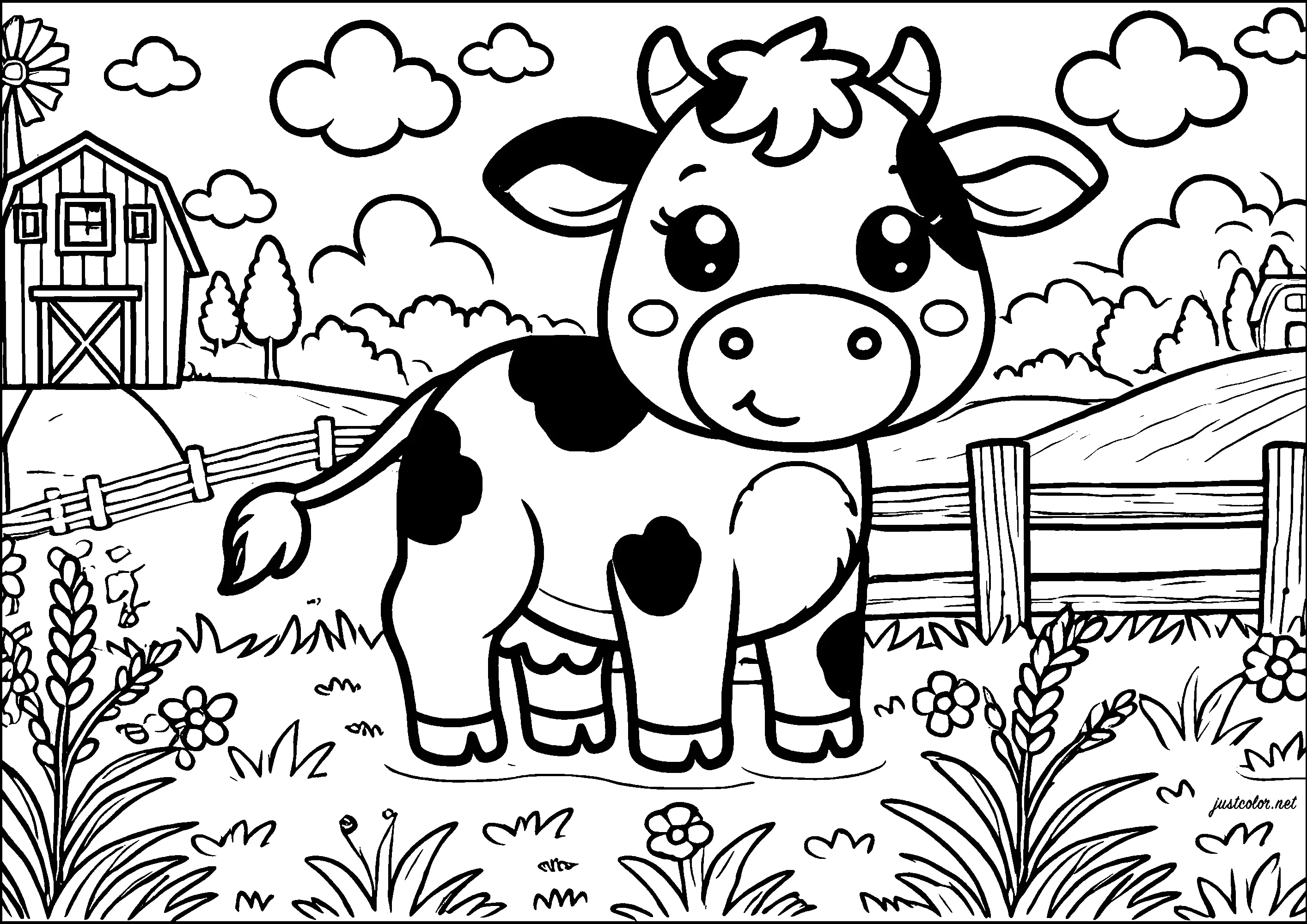 como desenhar uma vaca para colorir