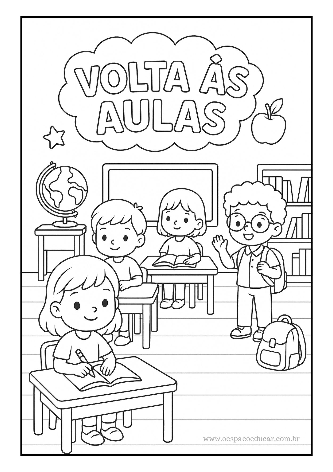atividade volta as aulas colorir