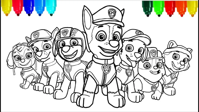 Atividades de colorir da Patrulha Canina para cada personagem
