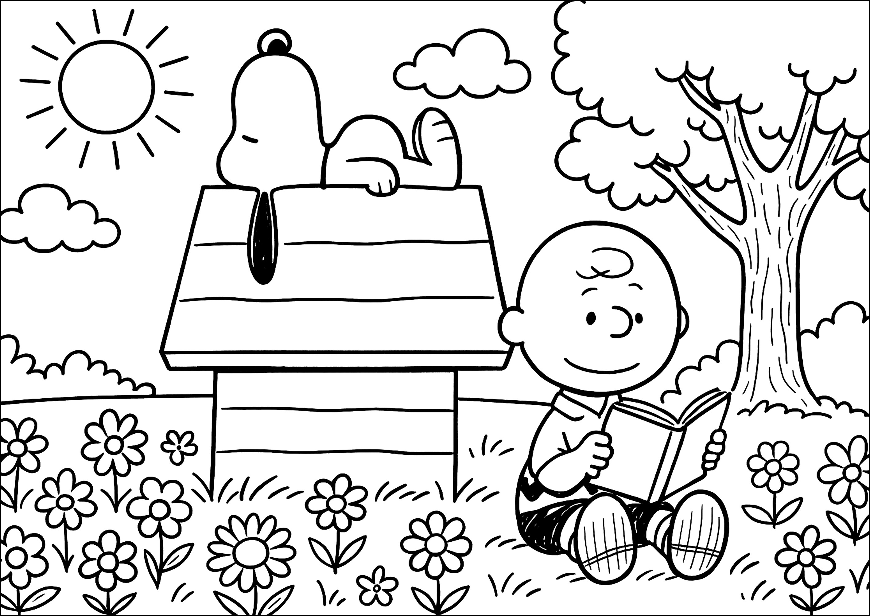 Os Melhores Desenhos do Snoopy Acampando para Imprimir e Colorir
