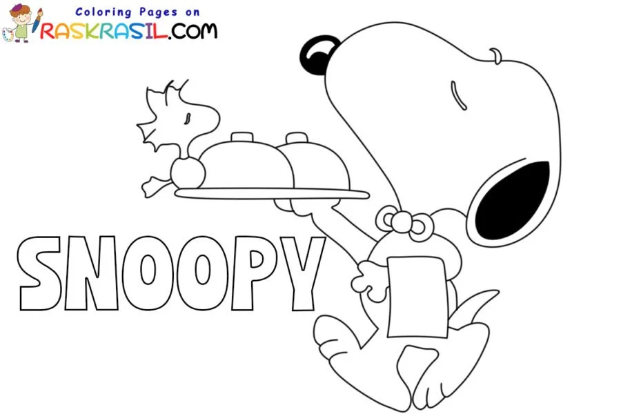 Os Melhores Desenhos do Snoopy Acampando para Imprimir e Colorir