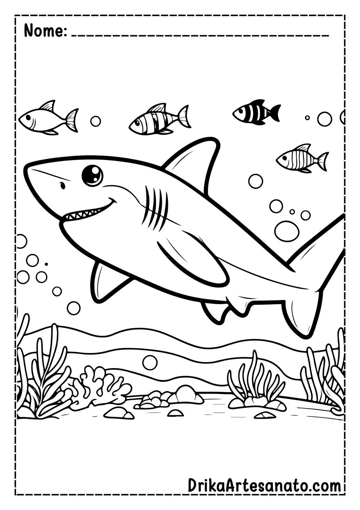 Atividades Criativas com Desenhos de Tubarão para Crianças
