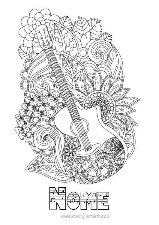Desenhos de instrumentos musicais para colorir: Além do violão