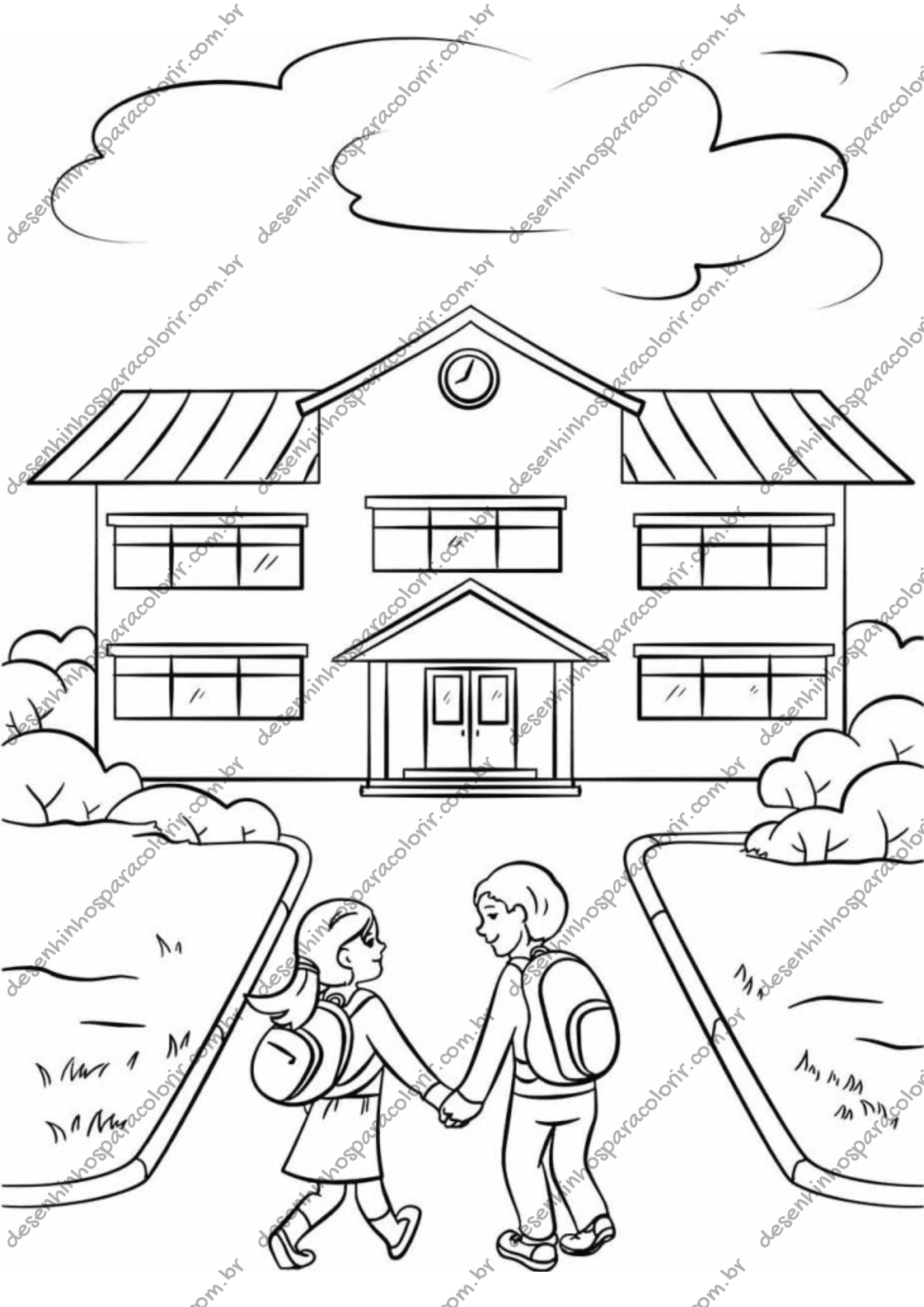 escola para colorir e imprimir grátis