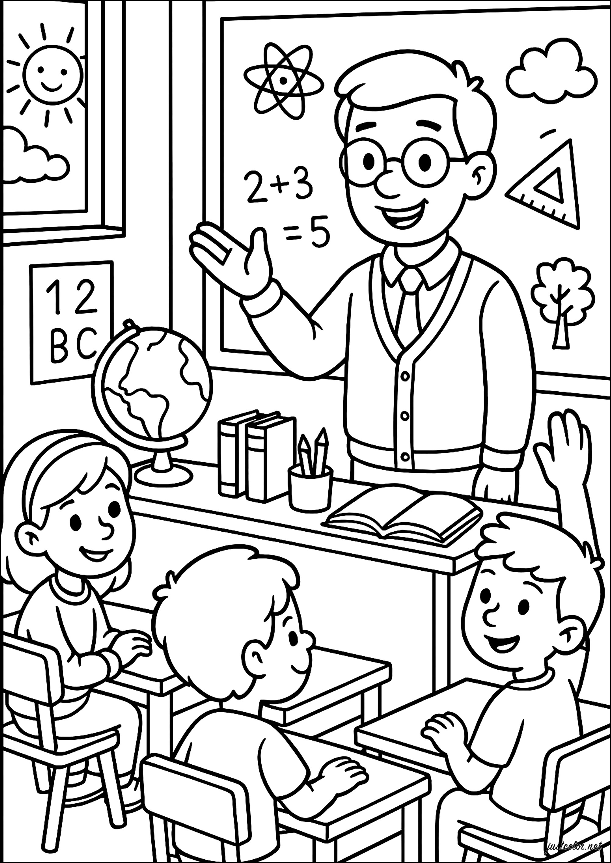 escola para colorir volta às aulas