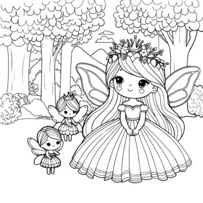 desenho de fada com flores para colorir