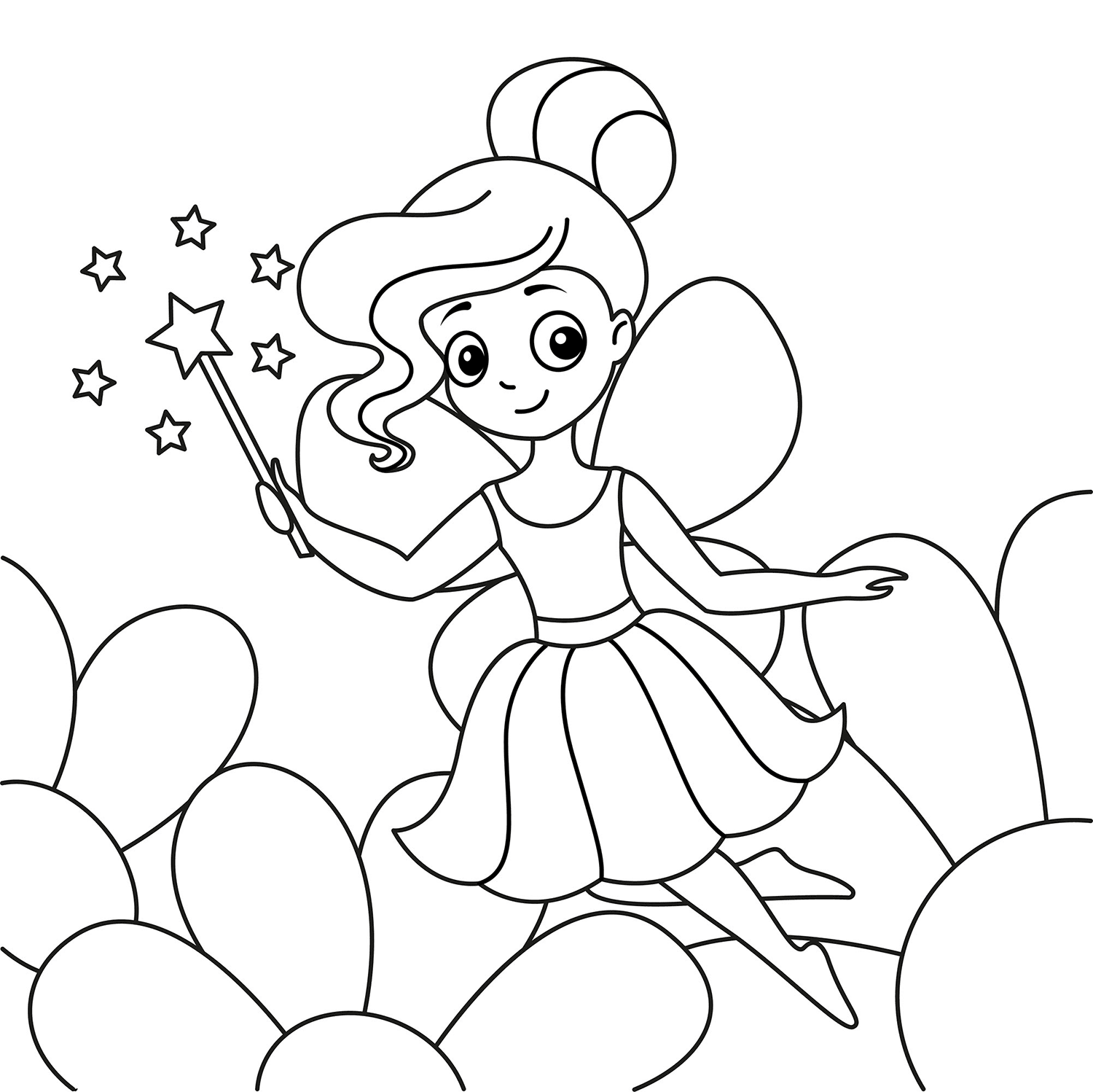 desenho de fada com flores para colorir