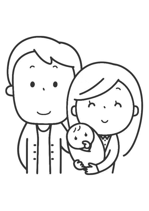 desenho de família realista para colorir