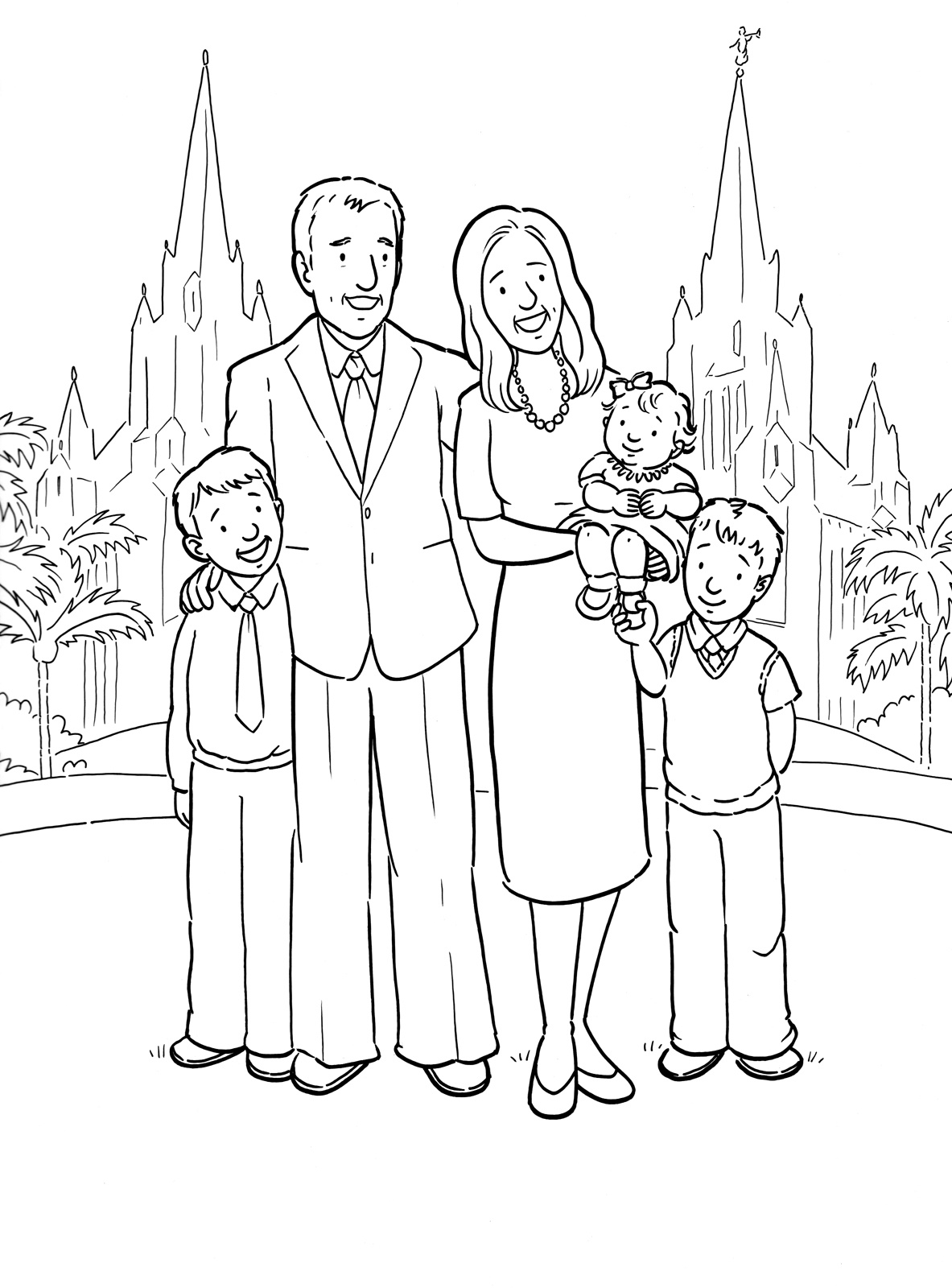 desenho de família grande para colorir