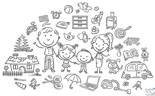 desenho de família nuclear para colorir