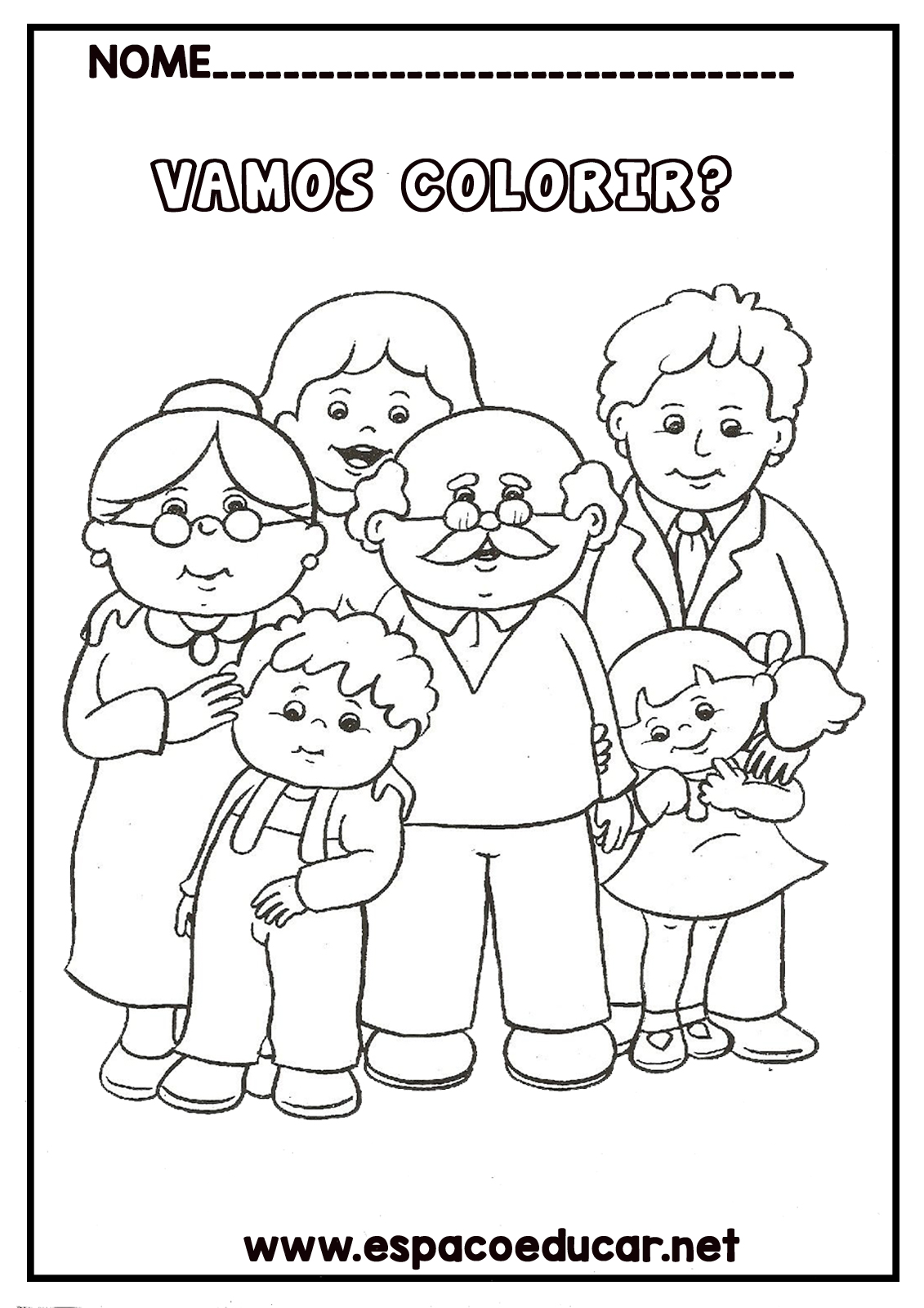 desenho de família grande para colorir