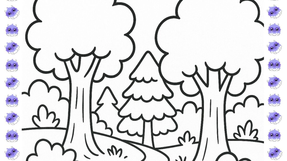 desenho de floresta para colorir infantil