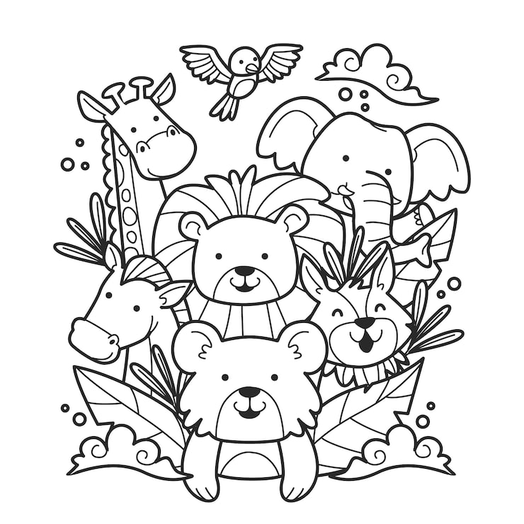 desenho de animais da floresta para colorir