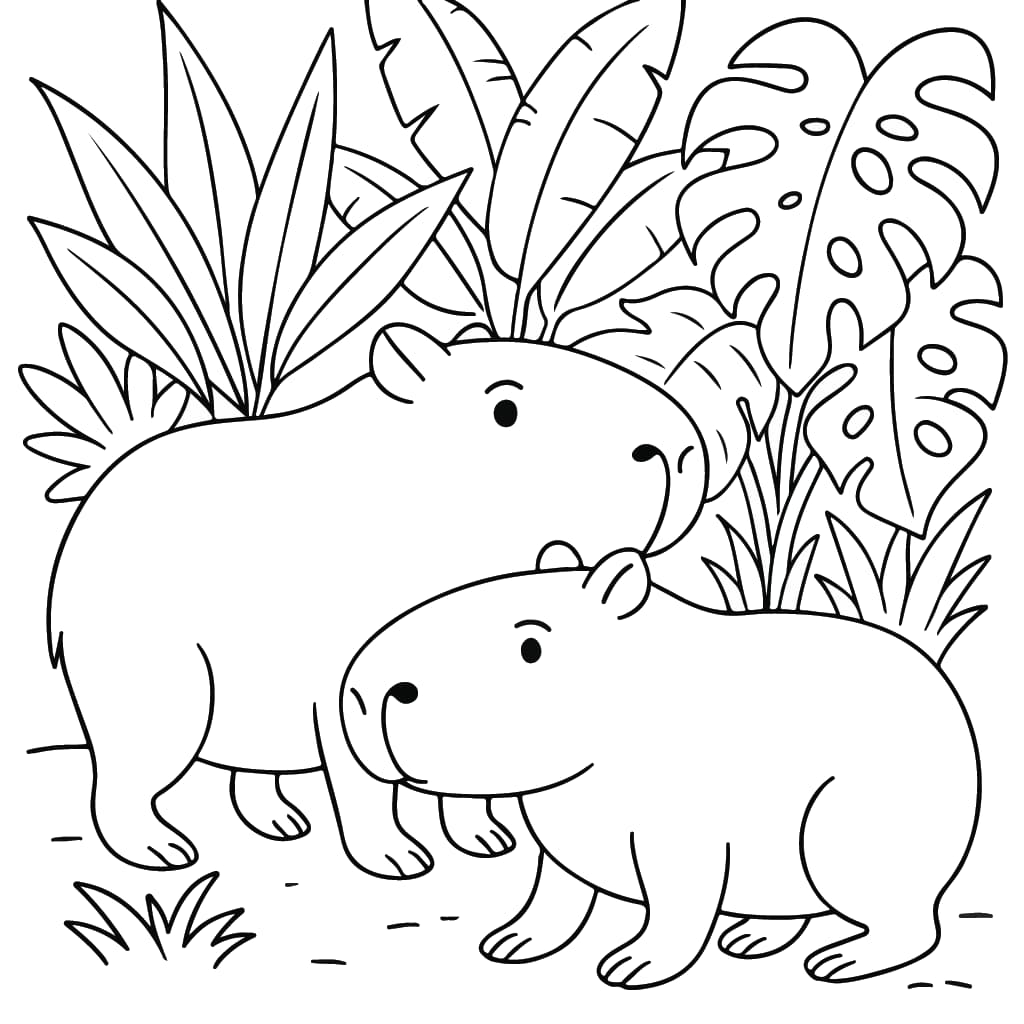 desenho de floresta com riacho para colorir