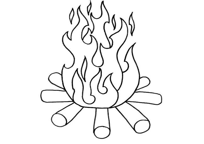 fogueira desenho para colorir