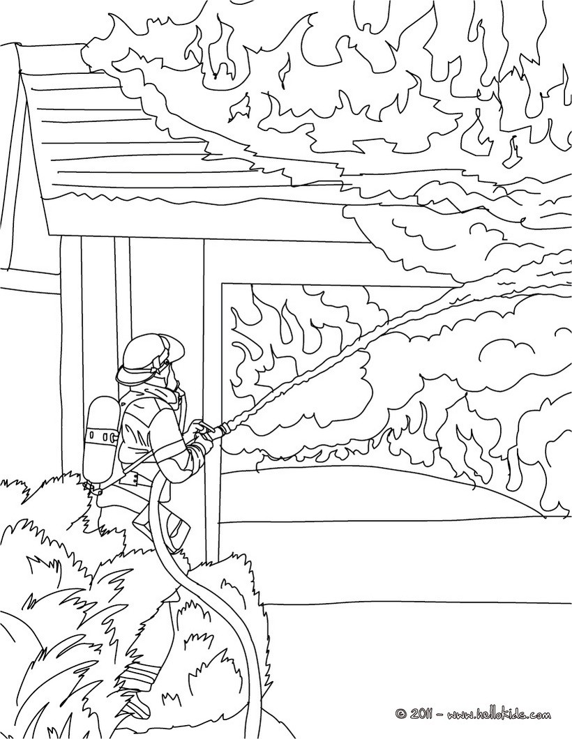 bombeiro para colorir
