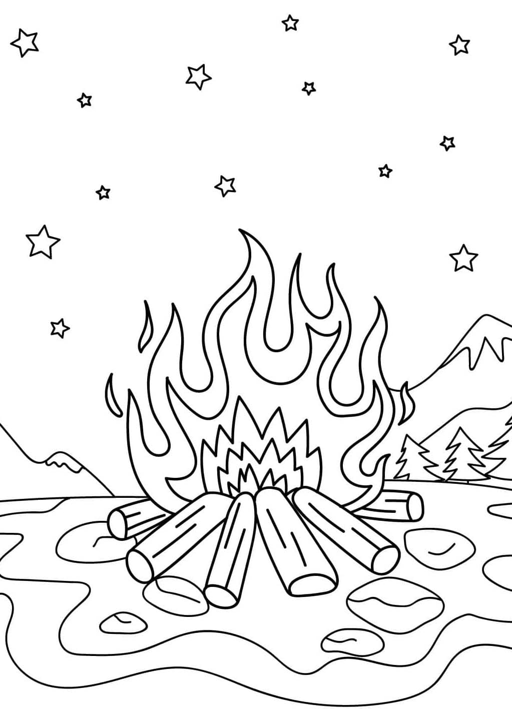 desenhos de fogueiras e marshmallows para colorir