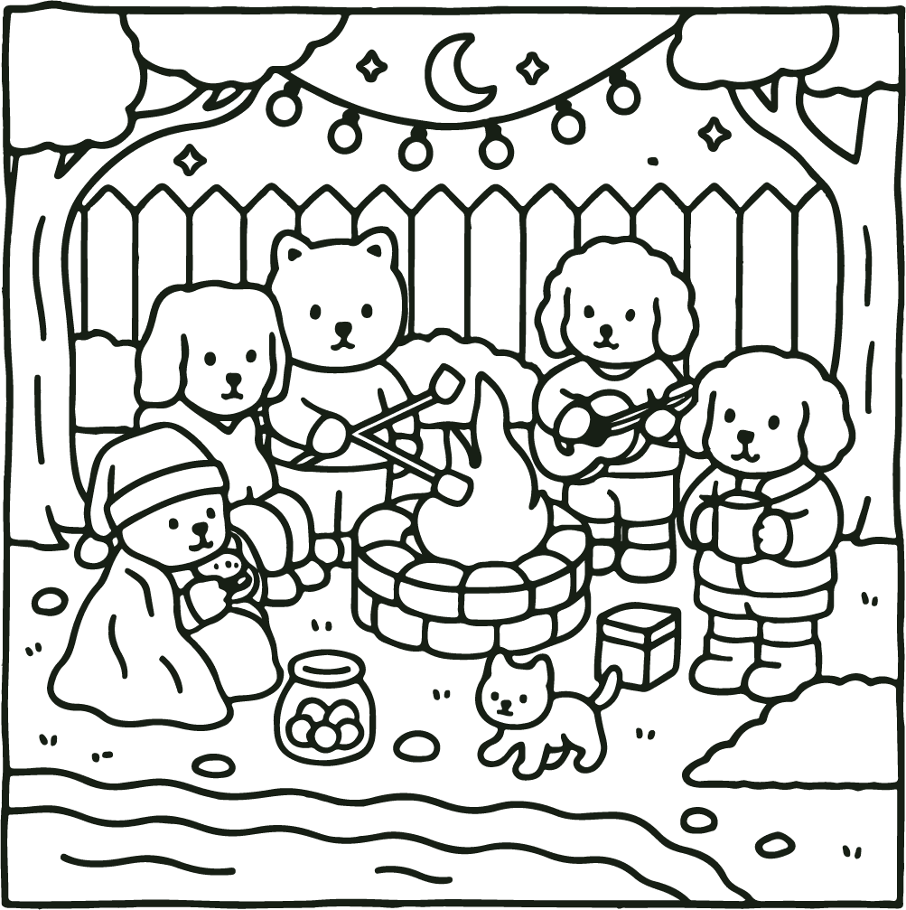 fogueira de acampamento para colorir