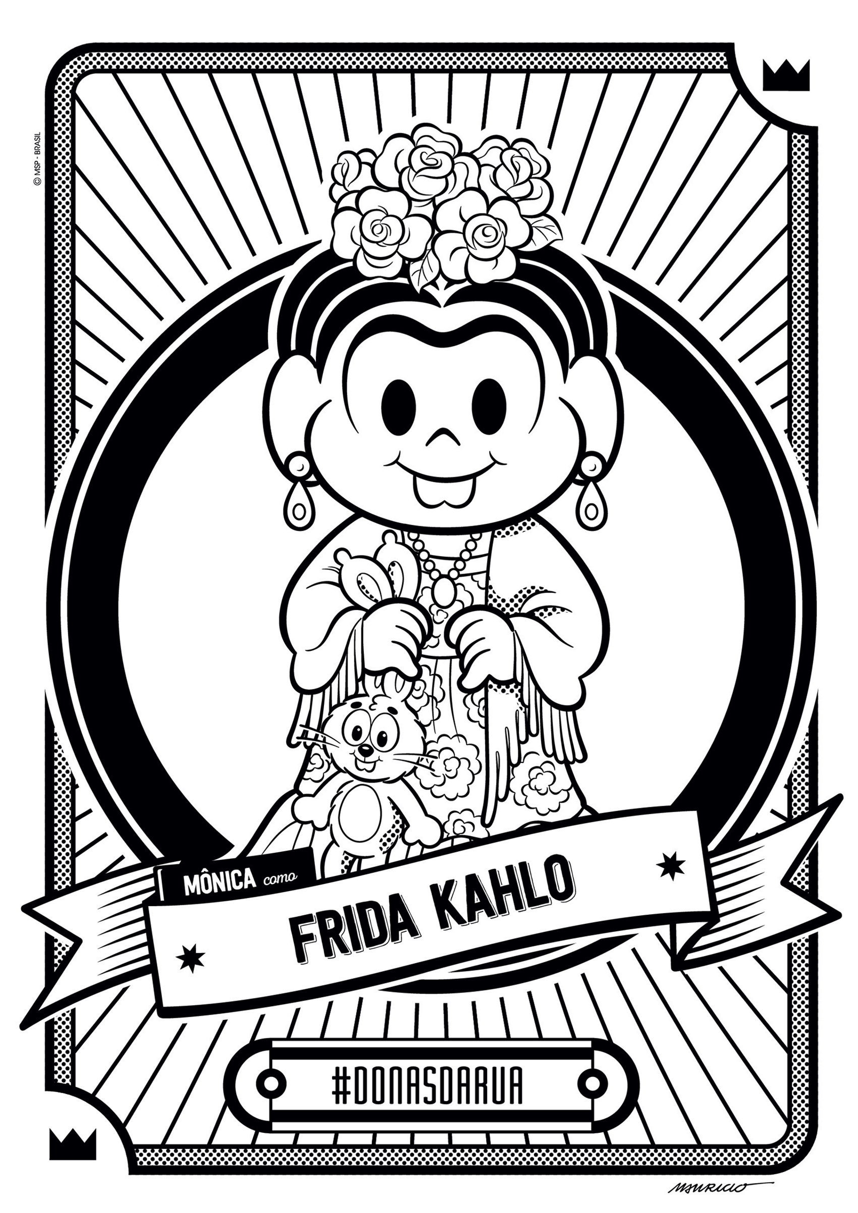 frida kahlo desenho infantil para colorir