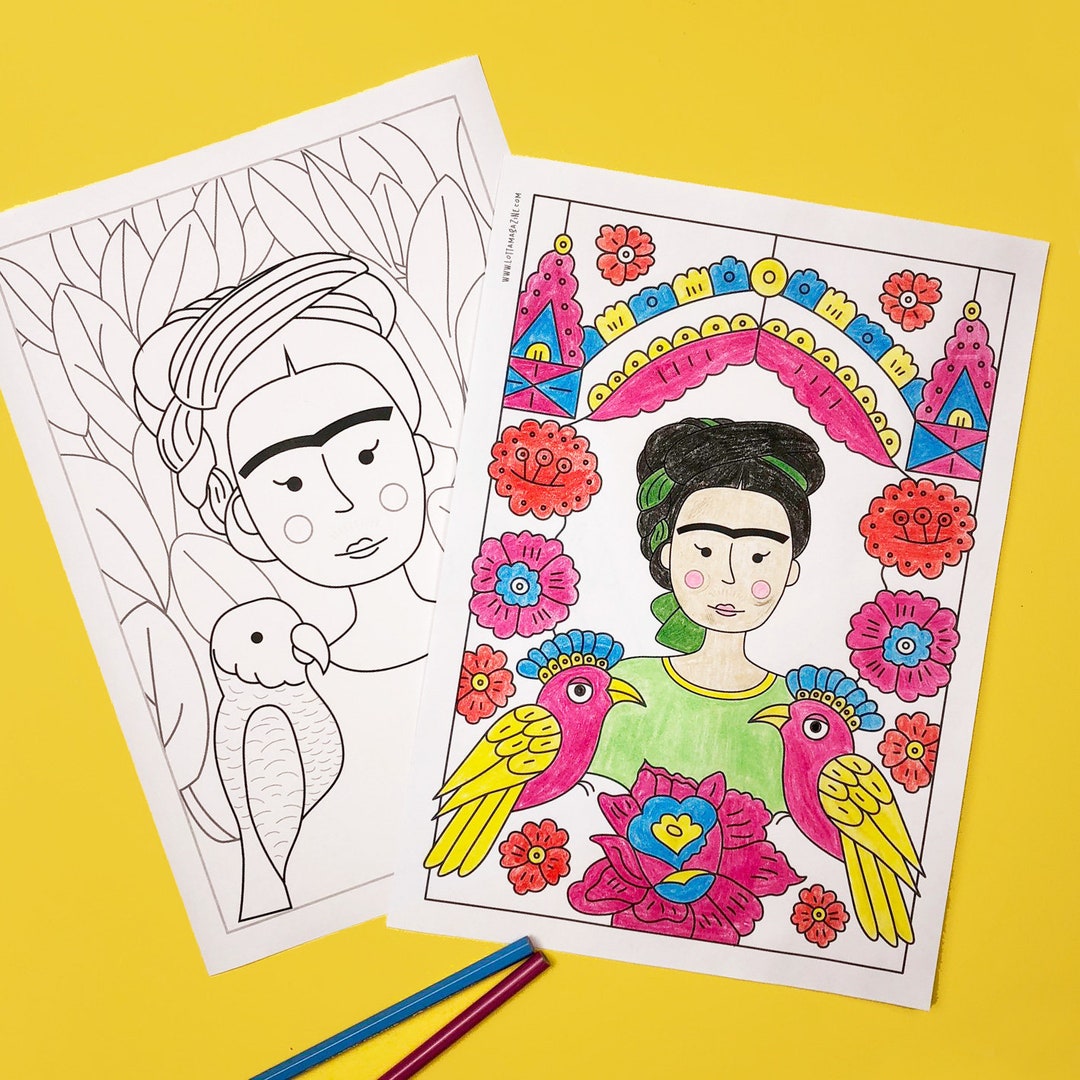 frida kahlo autorretrato para colorir