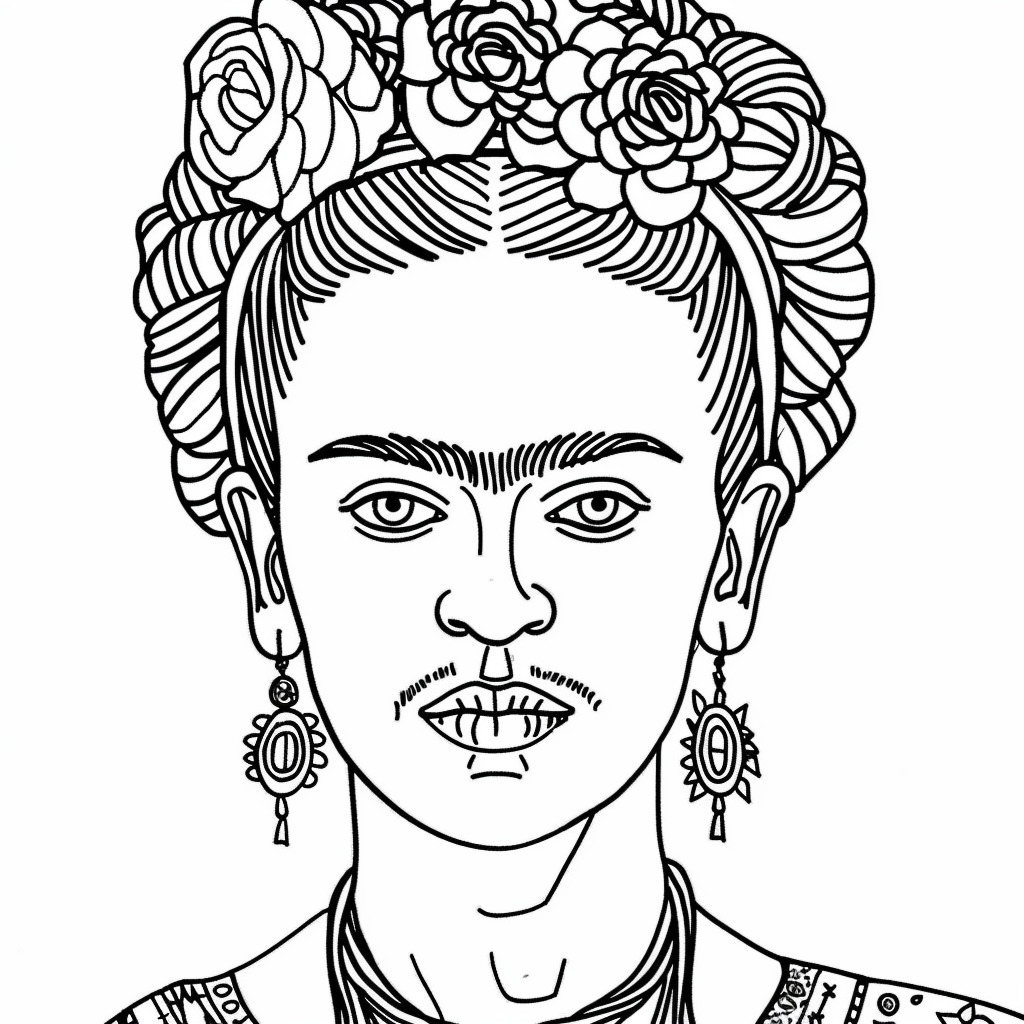 frida kahlo autorretrato para colorir