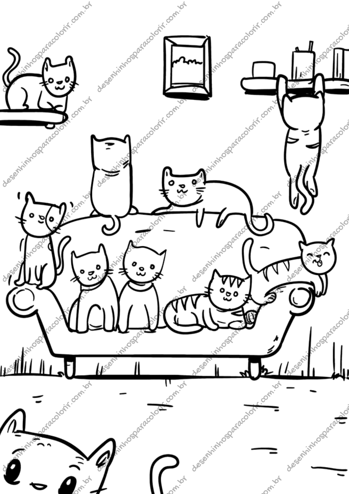 moldes de gato para colorir