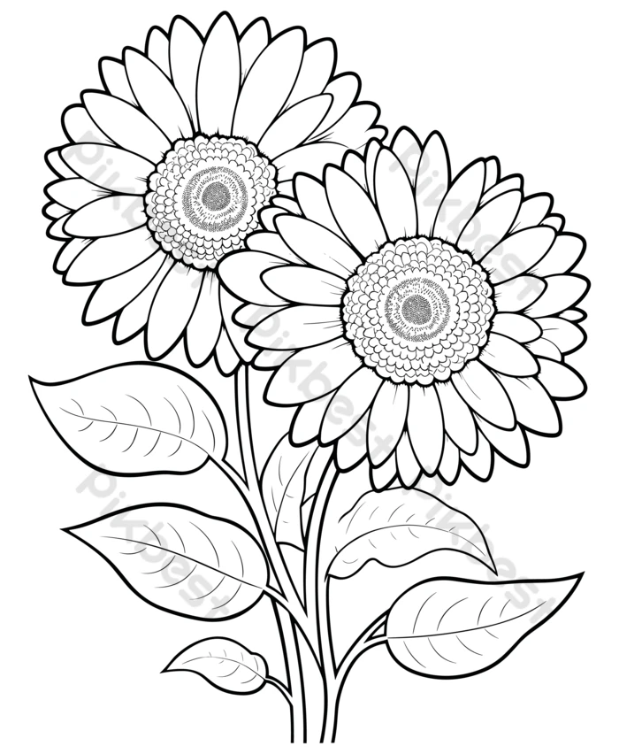 desenho de girassol realista para colorir