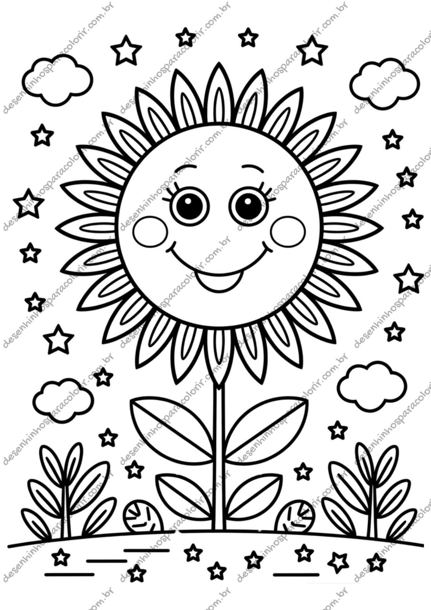 desenho de girassol em PDF