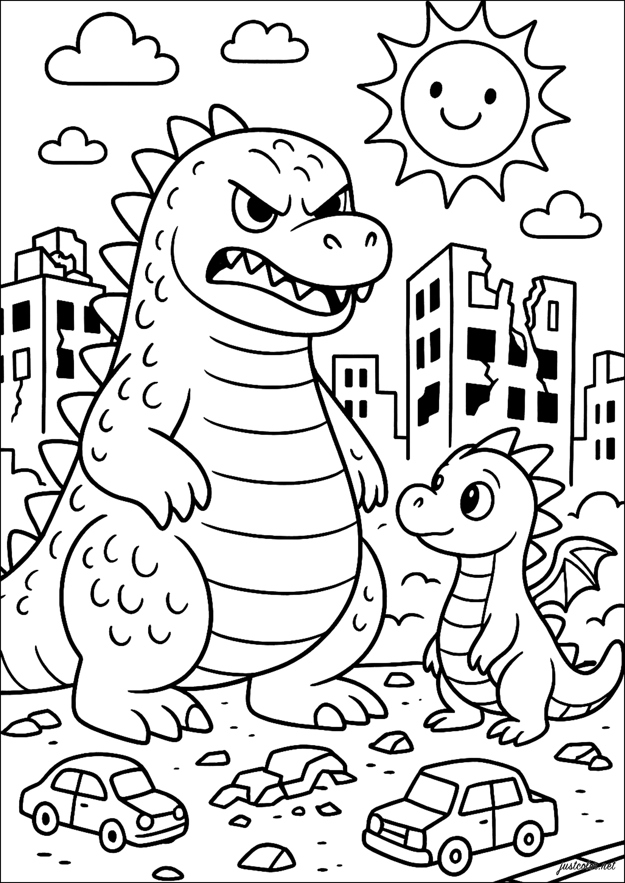 desenho do Godzilla para pintar