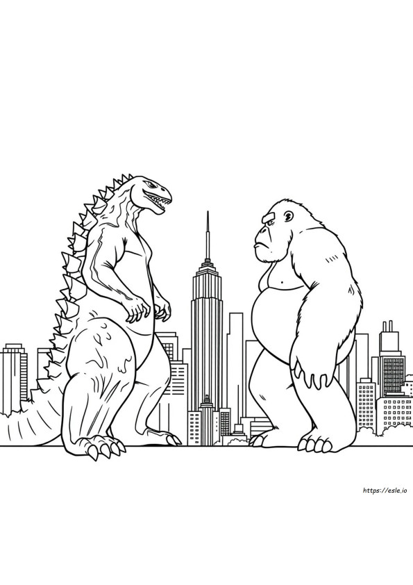 Godzilla vs King Kong para colorir