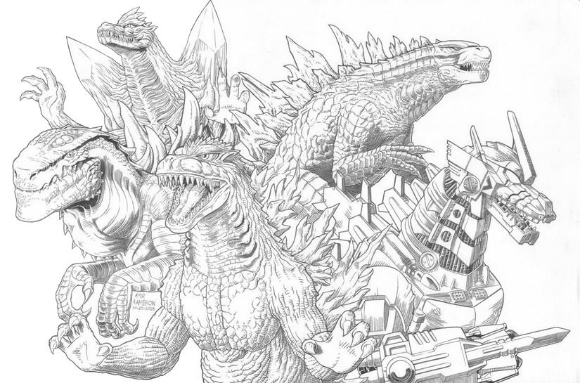 Godzilla vs King Kong para colorir
