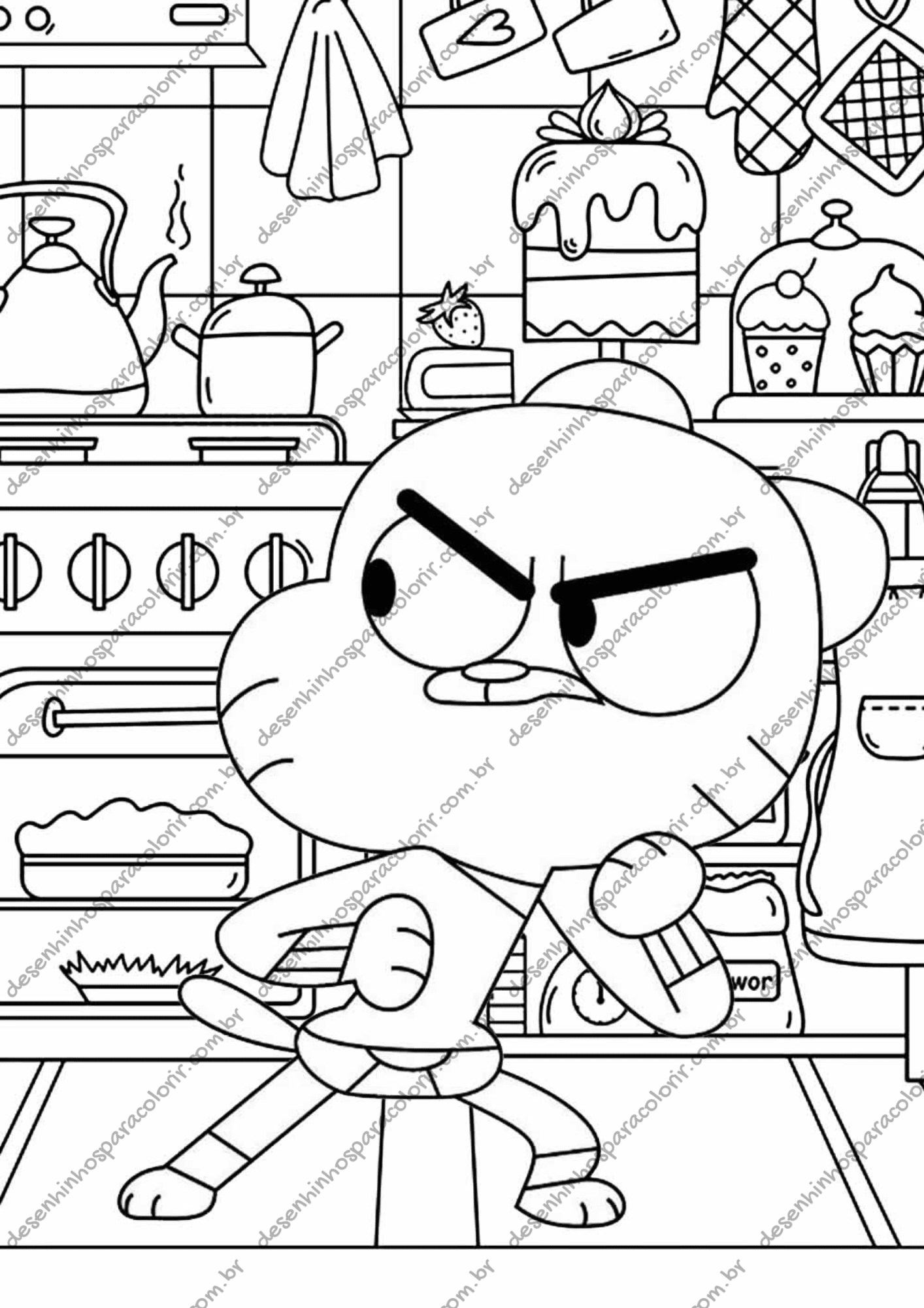 folhas para colorir gumball