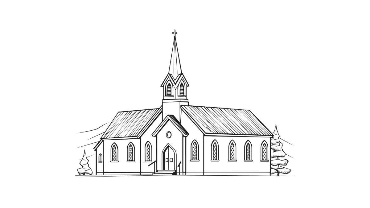 igreja católica desenho para colorir