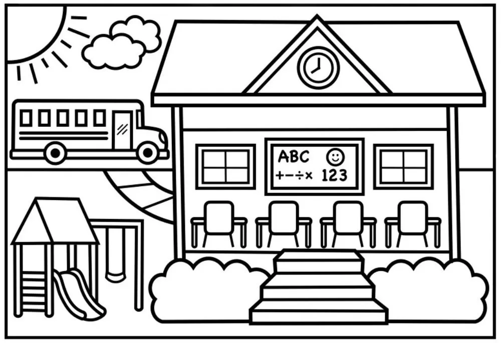 desenho de sala de aula para colorir