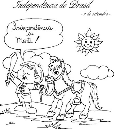 história da independência do brasil para crianças colorir