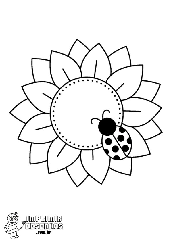 joaninha em flor para colorir