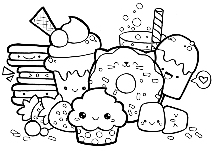 colorir kawaii fácil