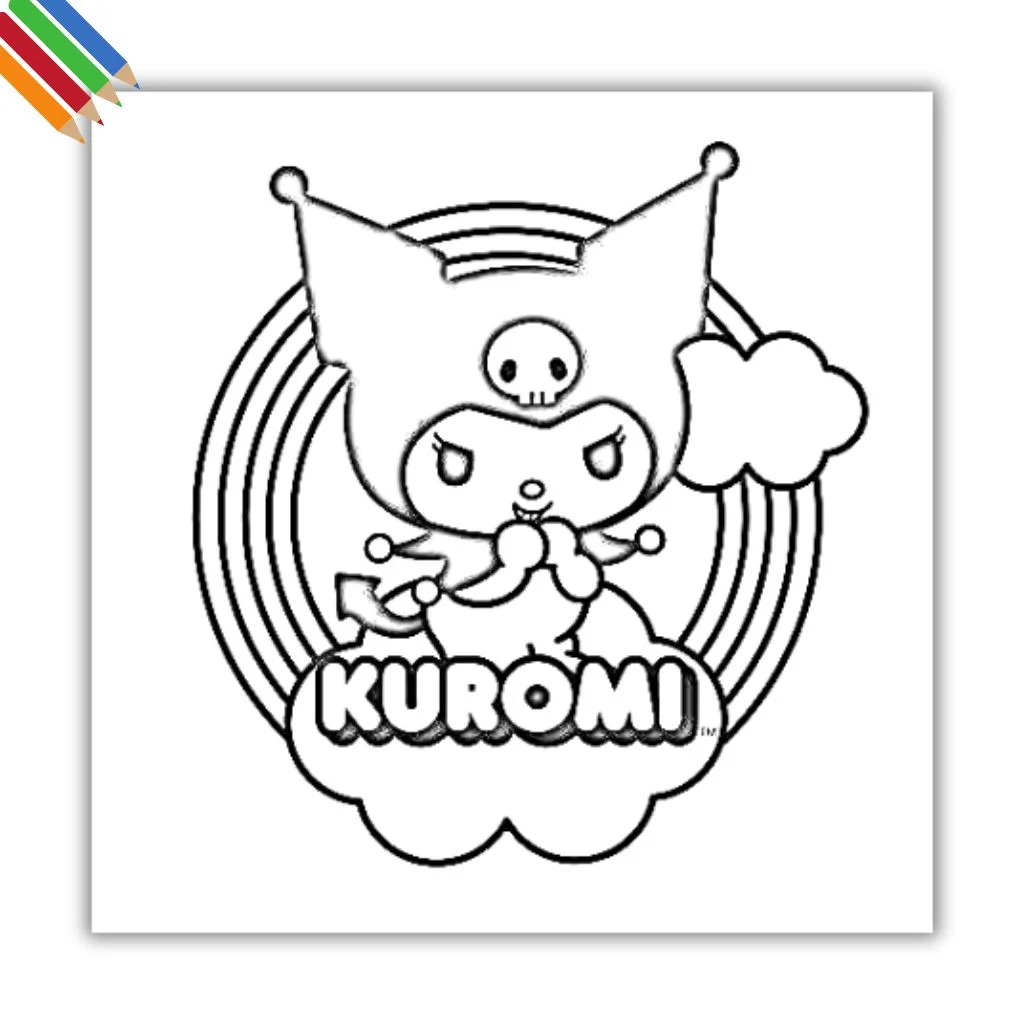 kuromi desenho preto e branco