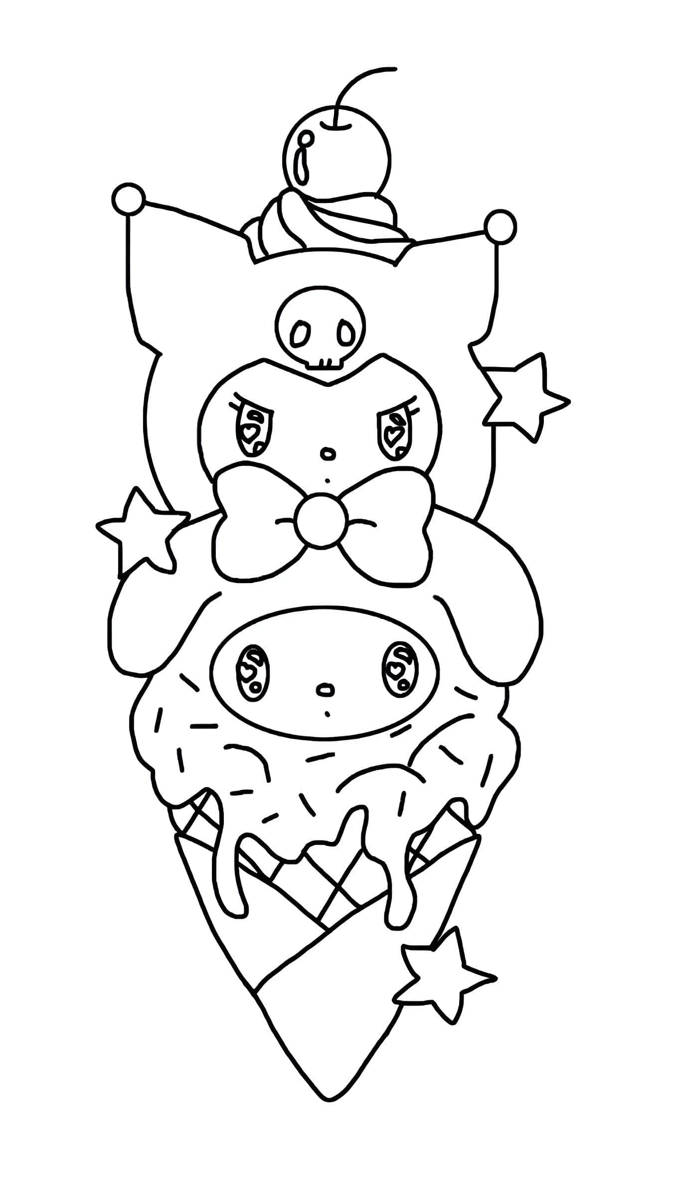 kuromi desenho preto e branco