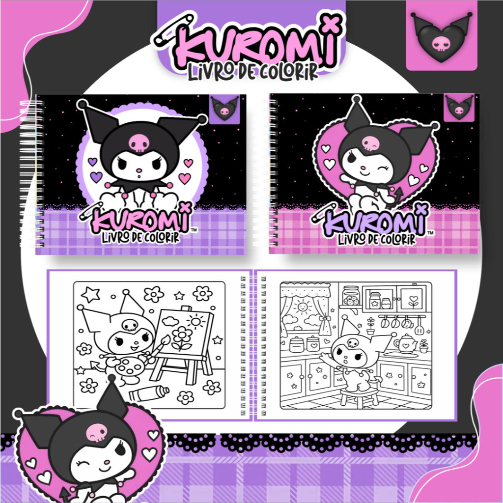 kuromi com arco iris para colorir