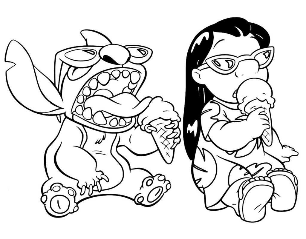 stitch para imprimir e colorir